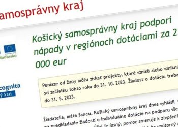 Košický samosprávny kraj podporí nápady v regiónoch dotáciami za 250 000 eur
